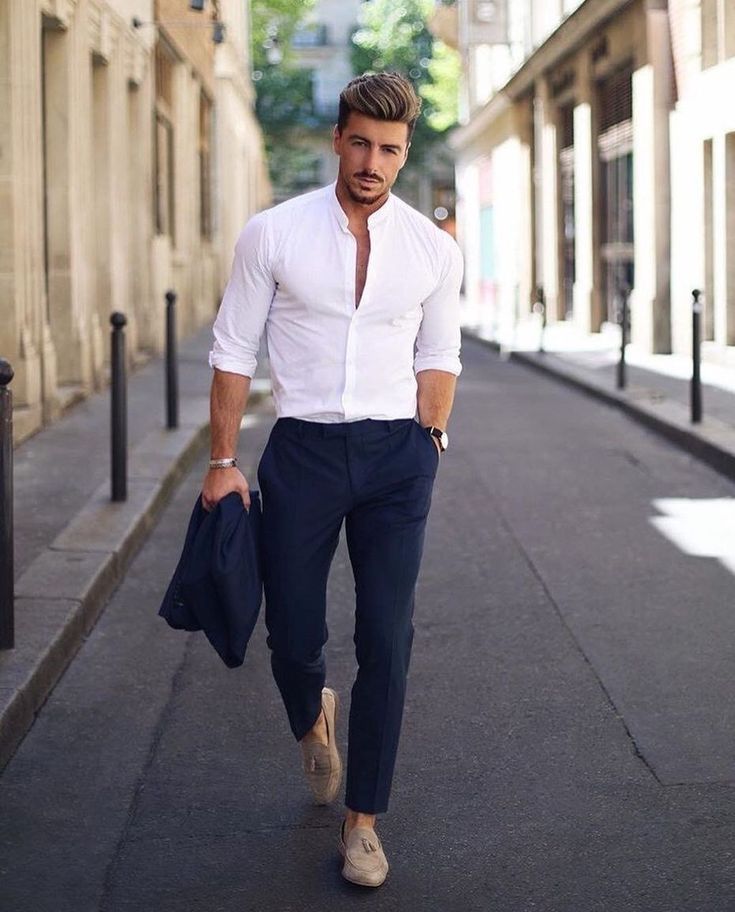 Trendy casual outfit with denim shirt