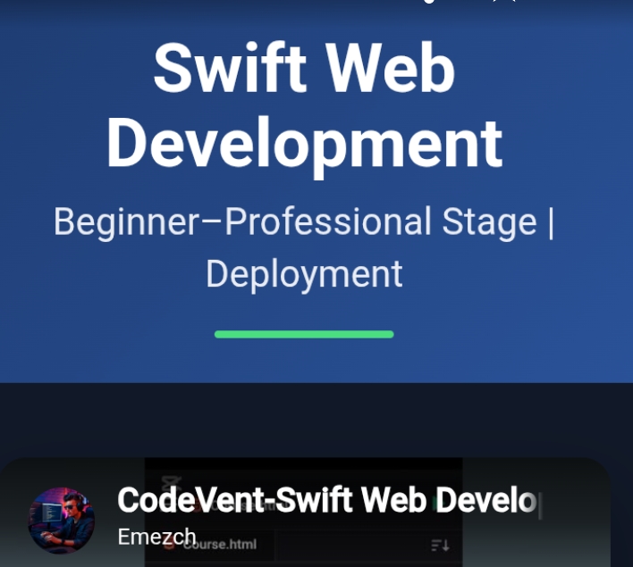 Swift Web Development Course Platform — Homepage